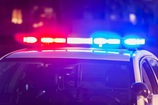 Flashing lights of a police car